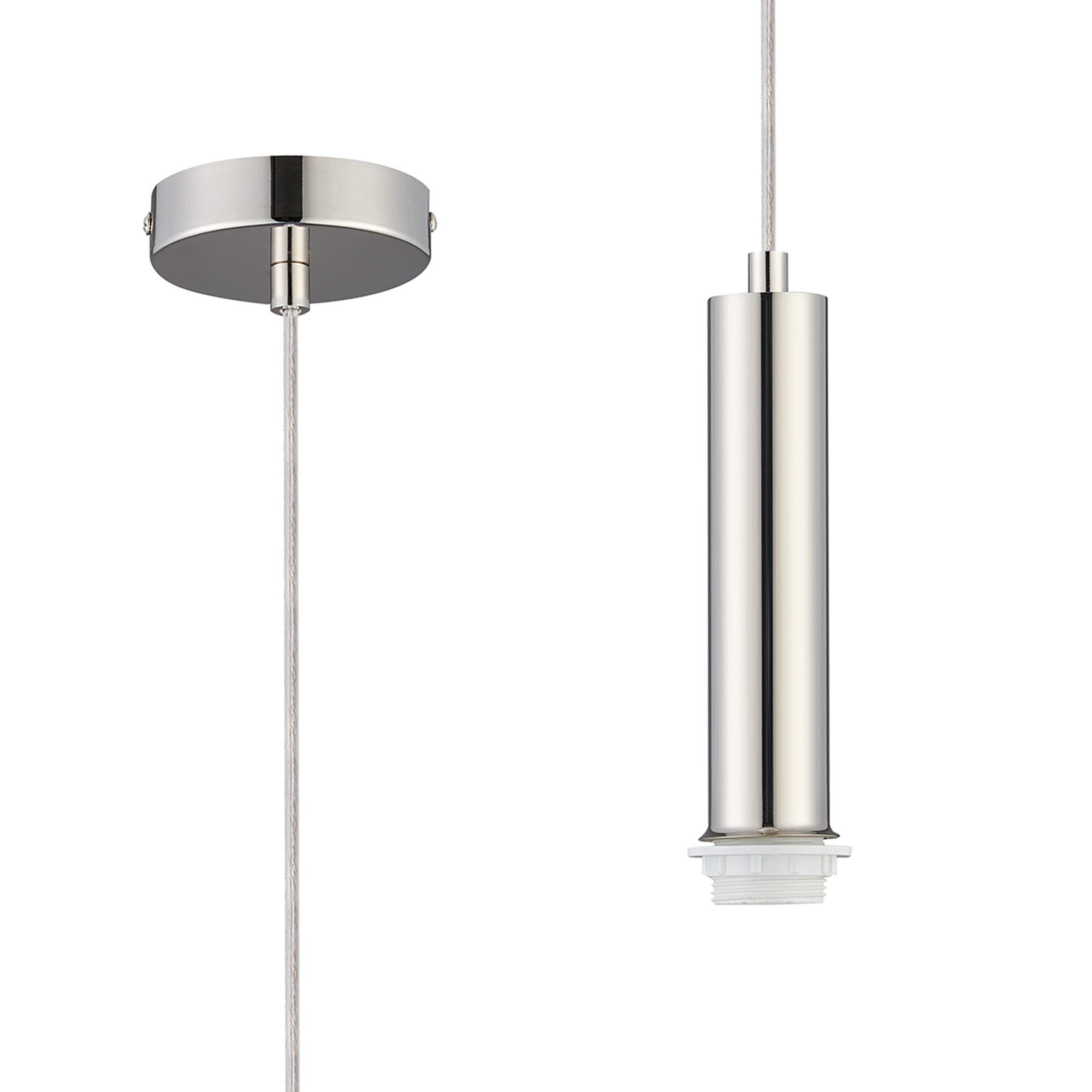 D0890PN  Wick 1.5m 1 Light Pendant, 1 x E27, Polished Nickel